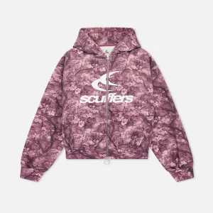 Scuffers Burgundy Zipper with Royal Flower